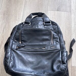 Tumi Black Leather Backpack